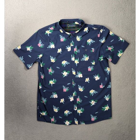 William Murray Shirt Mens Large Short Sleeve Button Colorful Floral Blue - Picture 1 of 16